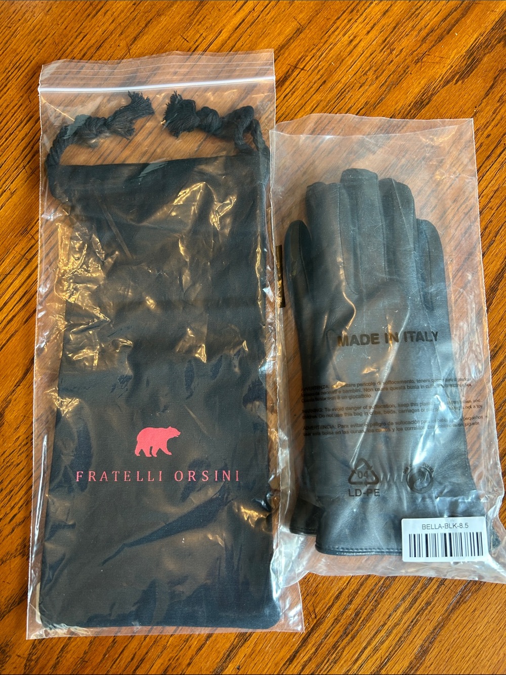 Fratelli Orsini Black Lambskin Leather Gloves - Made in Italy 8.5
